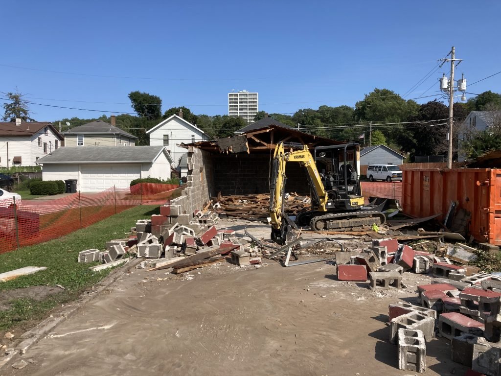 Garage demolition in Rock Island, IL