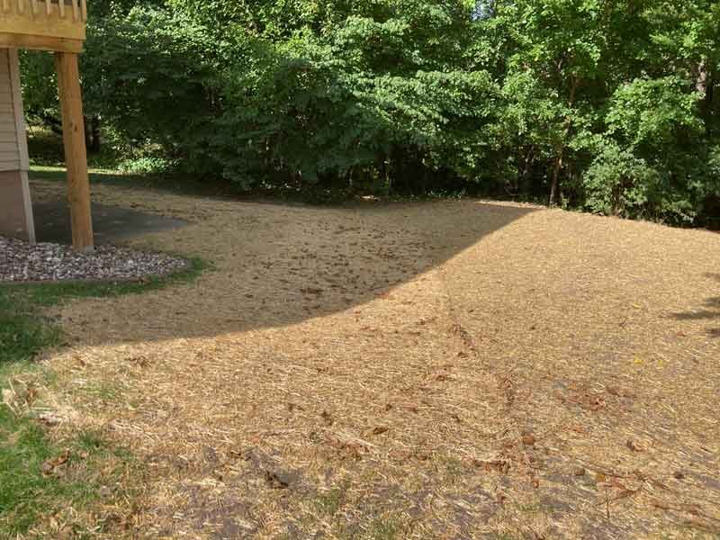 Delta-X LLC grading a swale for the water to run off properly in Davenport, Iowa.